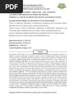 Strategic Management Practices and Students' Academic Performance in Public Secondary Schools: A Case of Kathiani Sub-County, Machakos County