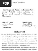 Knowledge and Practice On Postnatal Care Among Postnatal Mother Attending in Tertiary Level Hospital of Gokarneshwor Municipality