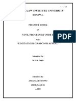 National Law Institute University Bhopal: Project Work IN Civil Procedure Code Ii ON "Limitations On Second Appeal"