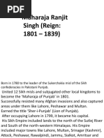 Maharaja Ranjit Singh (Reign: 1801 - 1839)