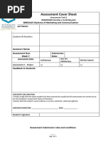 Assessment Cover Sheet: BSB52415 Diploma of Marketing and Communication Student Name