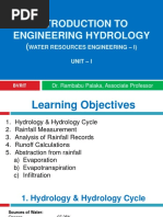 Introduction To Engineering Hydrology: Water Resources Engineering - I) Unit - I