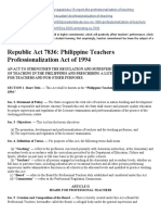 Republic Act 7836: Philippine Teachers Professionalization Act of 1994