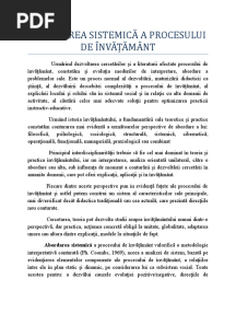 Abordarea Sistemică A Procesului de Învățământ