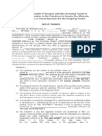 Agreement For Transfer of Tenancy Whereby Incoming Tenant Is Paying The Consideration To The Transferor To Acquire The Alternate Accommodation On Ownership Basis For The Outgoing Tenant