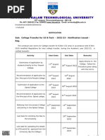 KTU-ASST (ACADEMIC) - 2025-2018 - B.tech College Transfer Notification