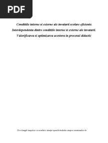 Conditiile Interne Si Externe Ale Invatarii Scolare Eficiente.
