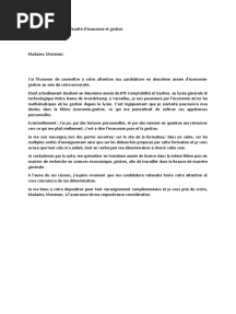 Lettre de Motivation Licence L3 Eco Gestion