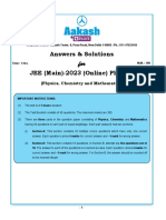 Answer and Solutions - JEE - Main 2023 - PH 1 - 25 01 2023 - Morning - Shift 1 PDF