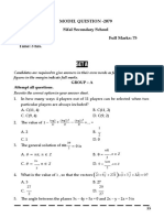 Set A: Model Question - 2079 Sifal Secondary School Subject: Mathematics Full Marks: 75 Time: 3 Hrs