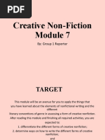 Creative Non-Fiction: By: Group 1 Reporter