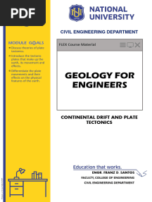Geology For Engineers Module 3 - Continental Drift and Plate Tectonics
