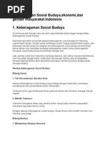 BHINNEKA TUNGGAL IKA (Keberagaman Sosial Budaya, EKONOMI Dan Gender)