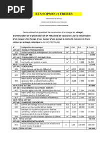 Devis Estimatif Et Quantitatif Du Hangar