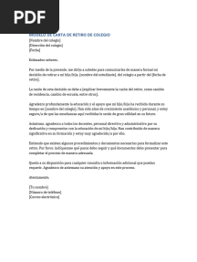 Modelo de Carta de Retiro de Colegio