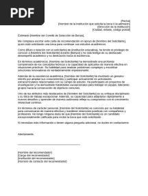 Carta de Recomendación Académica para Beca MODELO 1
