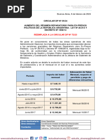 Circular Dp-005-2024 ANSES Aumento Del Régimen Reparatorio para Ex-Presos Políticos de La Republica Argentina - Ley) 26913