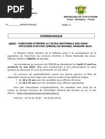 Communiqué ENSOA 2024