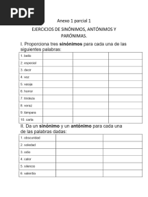 Ejercicios de Sinónimos, Antónimos, Parónimas, Homónimas
