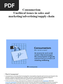 Consumerism Ethical Isses Topic 3& 4