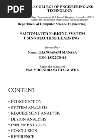 "Automated Parking System Using Machine Learning": S.E.A College of Engineering and Technology