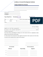 Site Handover Format