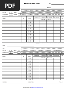 Printable Basketball Score Sheet