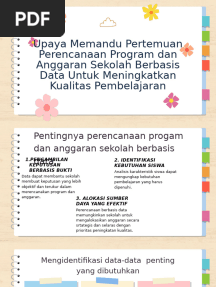 Upaya Memandu Pertemuan Perencanaan Program Dan Anggaran Sekolah Berbasis Data