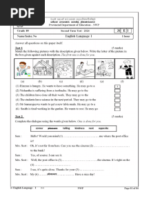 North Western Province Grade 10 English 2024 2nd Term Test Paper 672c953a4af94