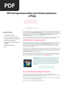 Intrapreneurship - Definition Voraussetzungen und Tipps