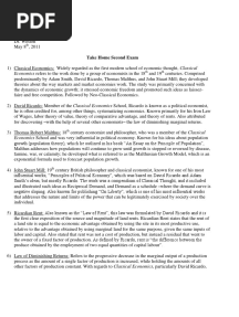 History of Economic Thought 2nd Exam - Take Home