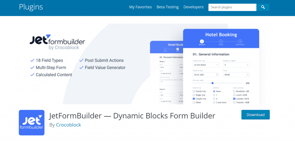 JetFormBuilder Crocoblock form plugin