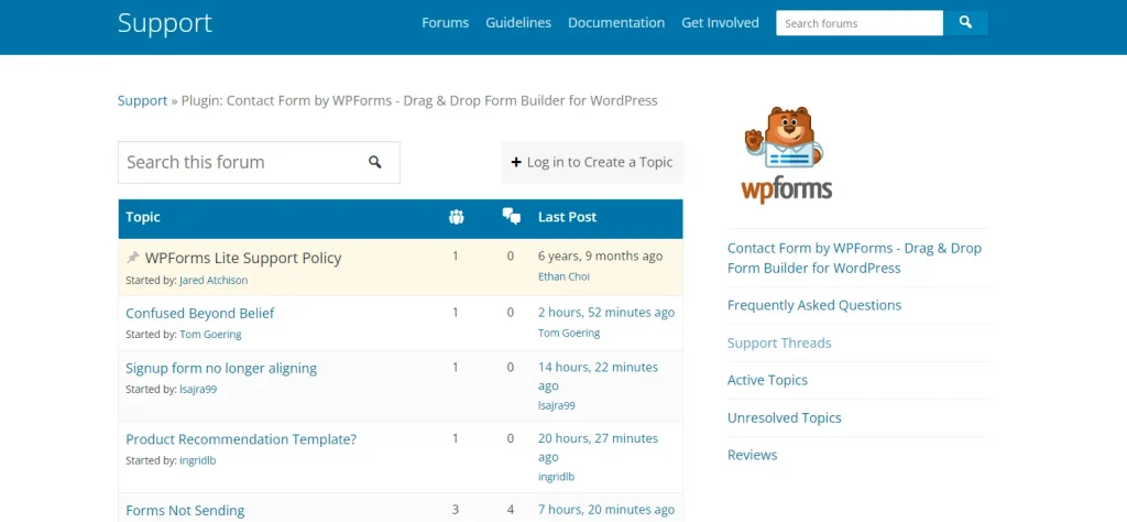 WPForms support