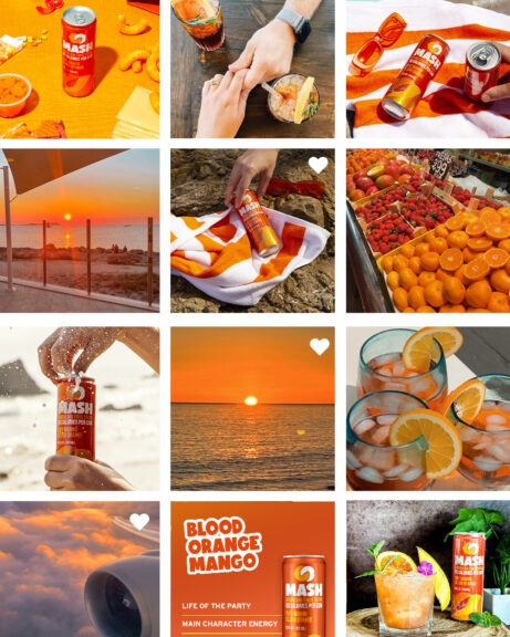 Services-03 Collage of influencer images and social media graphics, all in an orange colorway