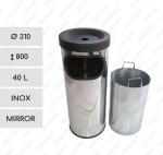 GESSERIT B 310 INOX MIRROR, kerek, álló, fém, rozsdamentes acél, tükrös, kombinált, hamutartó 40 literes hamutartós szemetes kuka hulladékgyűjtő, csikkgyűjtő