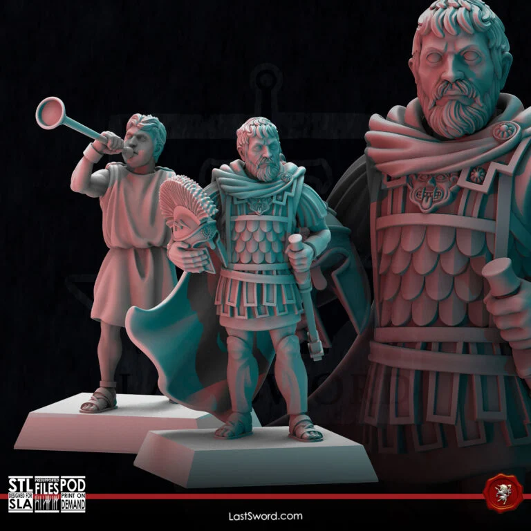 Lochagos and Musician Resting Greek command miniatures for historical wargaming - cover image