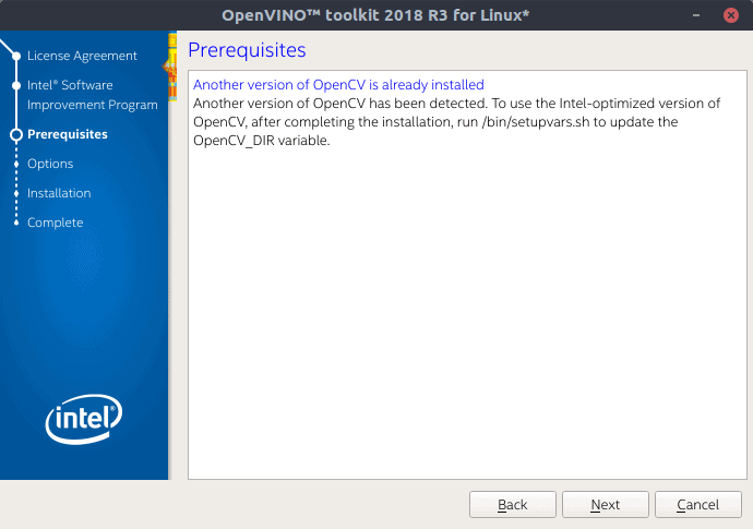 openvino-6 – LearnOpenCV The screenshot from installation steps of OpenVINO toolkit on Linux, selecting the OpenCV version.