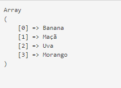 Resultado array frutas php array push