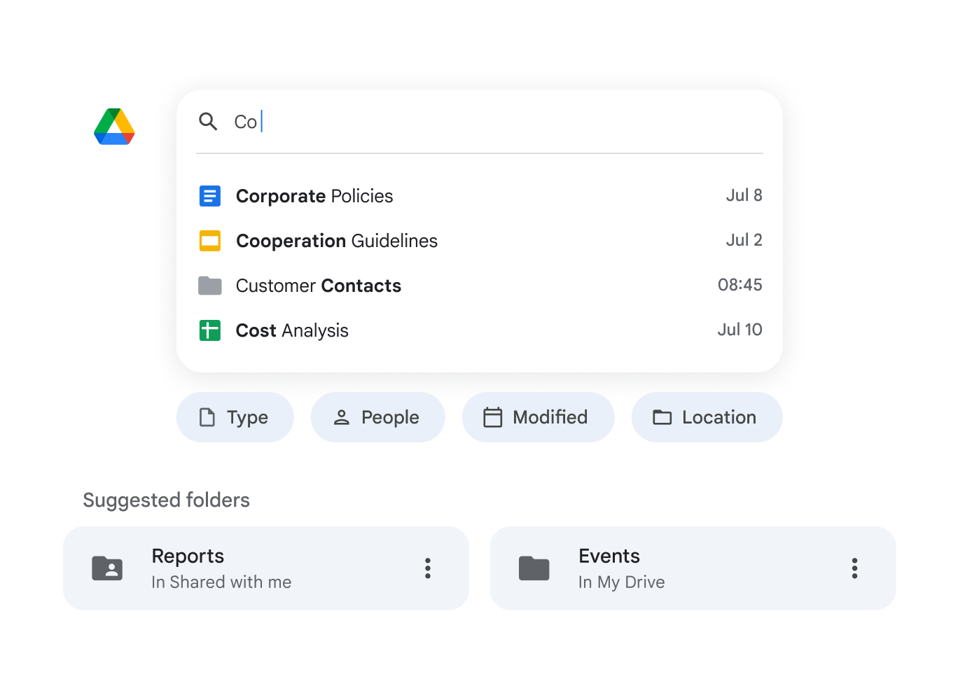 Searching Drive and receiving file and folder results
