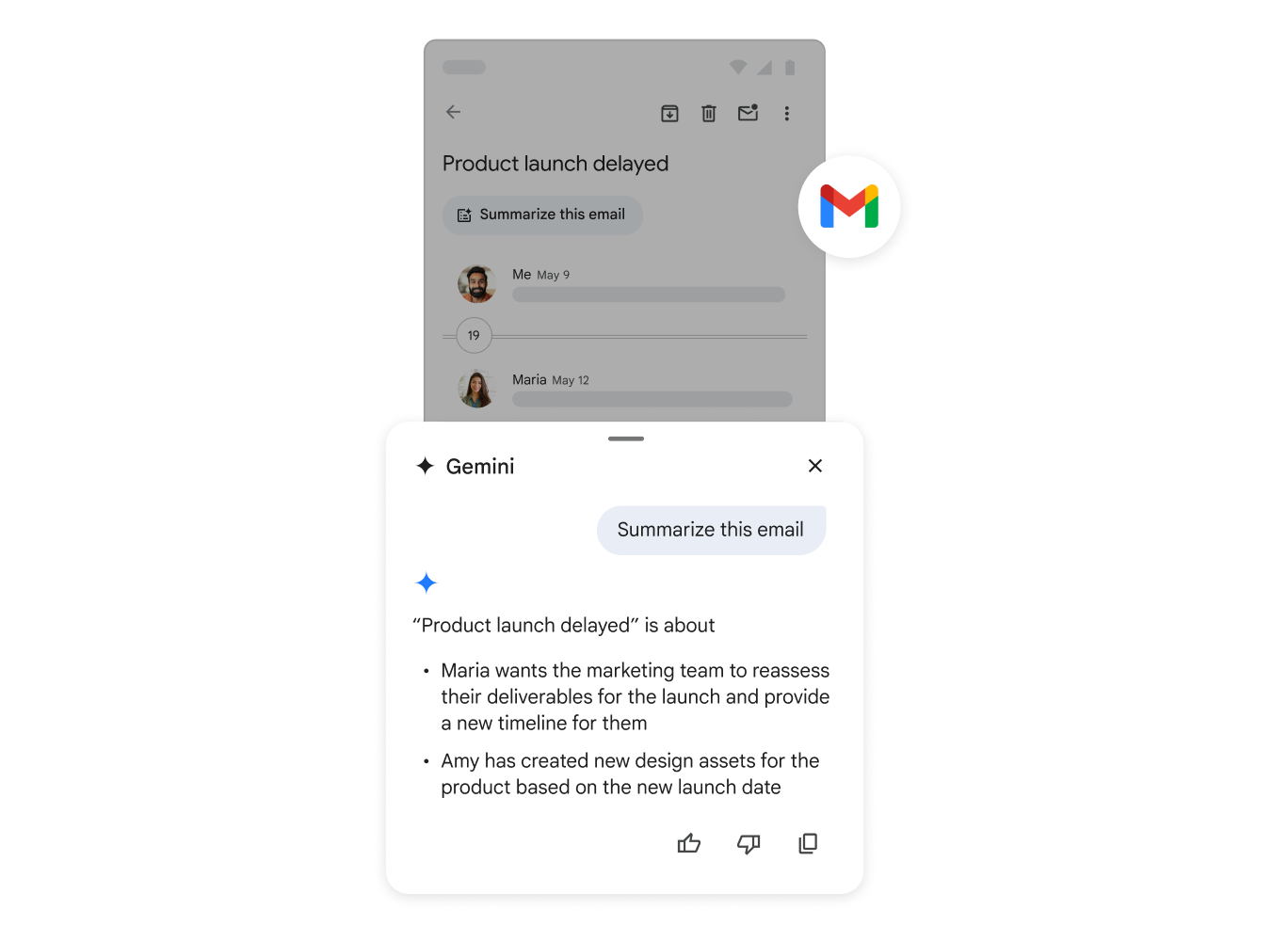 Gemini 帮助用户生成电子邮件摘要。