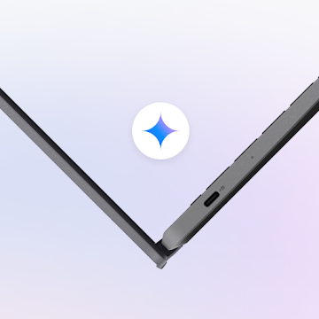 Close up of a Chromebook side view with gemini logo in middle