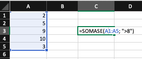 Exemplo =SOMASE