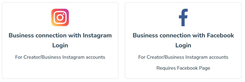 Screenshot showing buttons to connect the Instagram accounts.