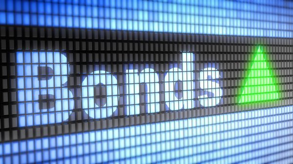 The word bonds on an electronic board.