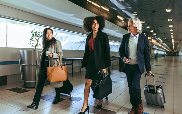 Business travelers in an airport.