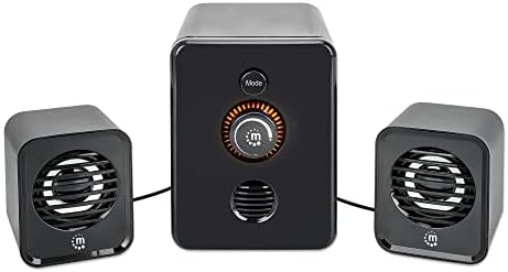 MANHATTAN Bluetooth USB Powered 2.1 Stereo Speaker System - with Subwoofer and 2 Small Satellite Speakers, 3 Audio Connection Modes - for Computer, PC, Laptop, Desktop - 3 Yr Mfg Warranty - 167345