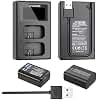 2 Packs A6400 NP-FW50 Battery and Charger with USB Port and Built in Cable
