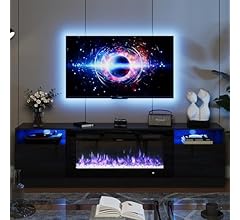 oneinmil Fireplace TV Stand with 36" Electric Fireplace, LED Light Entertainment Center, Modern Wood Texture Entertainment …