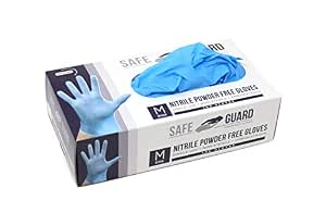 Safeguard Nitrile Disposable Gloves, Powder Free, Food Grade Gloves, Latex Free, 100 Pc, Medium