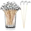Nitial 200 Pcs 5.12 Inch Golf Club Cocktail Picks Toothpicks for Appetizers Golf Skewers Disposable Bamboo Sandwich Fruit Cocktail Picks for Catered Events Buffet Party Holiday Supplies
